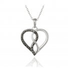 Sterling Silver Black Diamond Accent Open Heart Infinity Necklace P13306M4