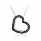 Sterling Silver Black Diamond Accent Open Heart Pendant P11284M4