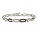 Sterling Silver Black Diamond Accent Oval Links Bracelet B12151M4