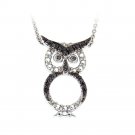 Sterling Silver Black Diamond Accent Owl Necklace P12542M4
