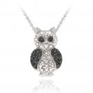 Sterling Silver Black Diamond Accent Owl Pendant P12029M4
