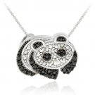 Sterling Silver Black Diamond Accent Pave Panda Bear Pendant P11871M4