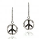 Sterling Silver Black Diamond Accent Peace Dangling Earrings E11372M4