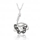 Sterling Silver Black Diamond Accent Peacock Necklace P13219M4