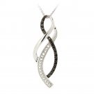 Sterling Silver Black Diamond Accent Ribbon Twist Necklace P12547M4