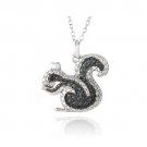 Sterling Silver Black Diamond Accent Squirrel Necklace P13217M4