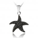 Sterling Silver Black Diamond Accent Starfish Pendant P11994M4
