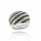 Sterling Silver Black Diamond Accent Striped Band Ring R11507M4-9
