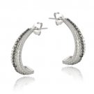 Sterling Silver Black Diamond Accent Striped Half-Hoop Earrings E13374M4