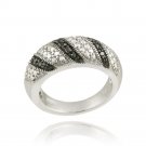 Sterling Silver Black Diamond Accent Striped Ring R12147M4-10