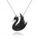 Sterling Silver Black Diamond Accent Swan Necklace P12715M4
