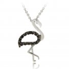 Sterling Silver Black Diamond Accent Swan Pendant P11992M4