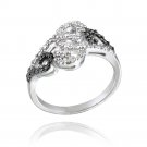 Sterling Silver Black Diamond Accent Swirl Design Ring Size 7 R12526M4-7