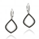 Sterling Silver Black Diamond Accent Teardop Dangle Leverback Earrings E12420M4