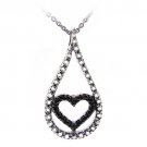 Sterling Silver Black Diamond Accent Teardrop Heart Necklace P12689M4