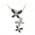 Sterling Silver Black Diamond Accent Triple Butterfly Pendant P12144M4