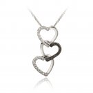 Sterling Silver Black Diamond Accent Triple Heart Pendant P11983M4