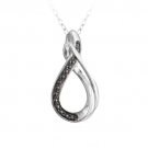 Sterling Silver Black Diamond Accent Twisted Teardrop Necklace P13532M4
