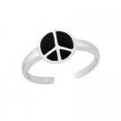 Sterling Silver Black Enamel Peace Sign Toe Ring TR10808BK