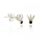 Sterling Silver Black Rhinestone Swirl Mini Stud Earrings E9599BK