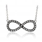 Sterling Silver Black Rhodium Overlay CZ Infinity Necklace NB13800