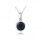 Sterling Silver Black Round Solitaire Necklace Made with Swarovski Elements P13611BK
