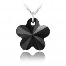 Sterling Silver Black Swarovski Elements Flower Necklace P12559BK