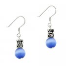 Sterling Silver Blue Cats Eye & Bali Bead Dangle Earrings E9785LBL