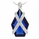Sterling Silver Blue CZ & X Pendant P4138BL