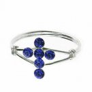 Sterling Silver Blue CZ Cross Junior Ring Size 5 JR2934BL