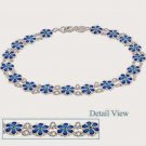 Sterling Silver Blue Enamel Flower Bracelet 2135