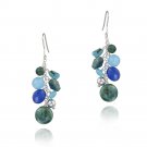 Sterling Silver Blue Quartz & Blue Apatite Dangle Cluster Earrings E12338M