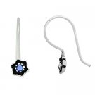 Sterling Silver Blue Rhinestone Flower Small Drop Earrings E9597BL