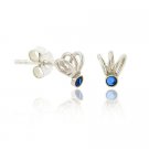 Sterling Silver Blue Rhinestone Swirl Mini Stud Earrings E9599BL