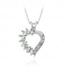 Sterling Silver Blue Topaz & Diamond Accent Heart Pendant 2463