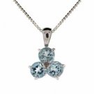 Sterling Silver Blue Topaz and Diamond Accent Three Stone Pendant P5063BT
