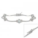 Sterling Silver Blue Topaz Bar Link Bracelet 1050