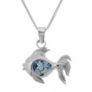 Sterling Silver Blue Topaz Fish Pendant P4641BT