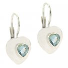 Sterling Silver Blue Topaz Heart Leverback Earrings E9994BT
