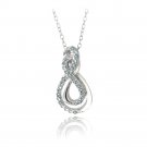 Sterling Silver Blue Topaz Intertwined Infinity Necklace P13293BT