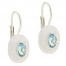Sterling Silver Blue Topaz Oval Leverback Earrings E10002BT