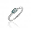 Sterling Silver Blue Topaz Oval Solitaire Ring Size 8 R9979BT-6