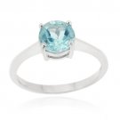 Sterling Silver Blue Topaz Round Solitaire Ring Size 7 R11886BT-7
