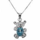Sterling Silver Blue Topaz Teddy Bear Pendant P4646BT