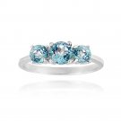 Sterling Silver Blue Topaz Three Stone Ring Size 9 R12274BT-9