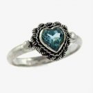 Sterling Silver Blue Topaz Vintage Heart Ring Size 8 R7094BT-8