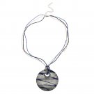 Sterling Silver Blue, White & Silver Glass Disc Fashion Pendant P12134M