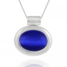 Sterling Silver Bold polished Dark Blue Cats Eye Slide-Pendant 1273