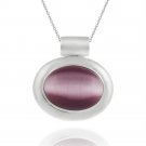 Sterling Silver Bold polished Lavender Cats Eye Slide-Pendant 1279