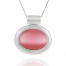 Sterling Silver Bold polished Pink Cats Eye Slide-Pendant 1272